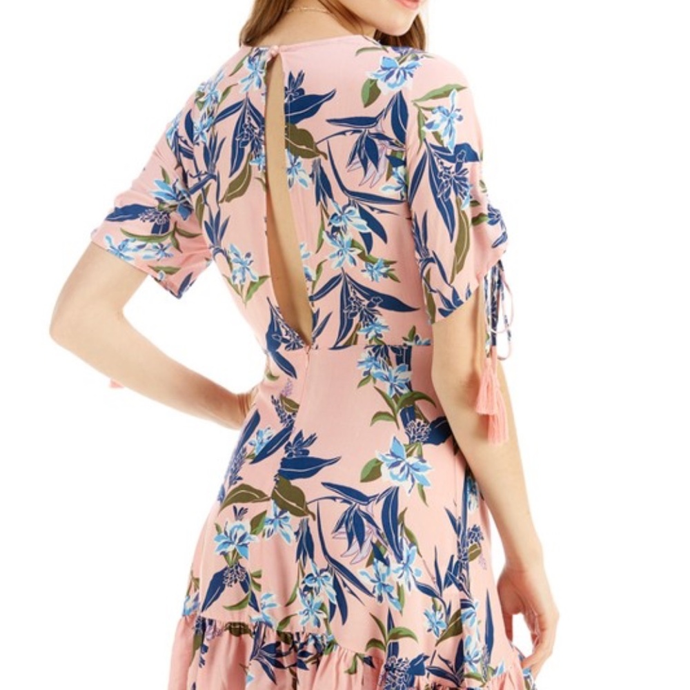 Pink Floral Ruffle Light Weight Summer Dress (A) - Picture 10 of 10